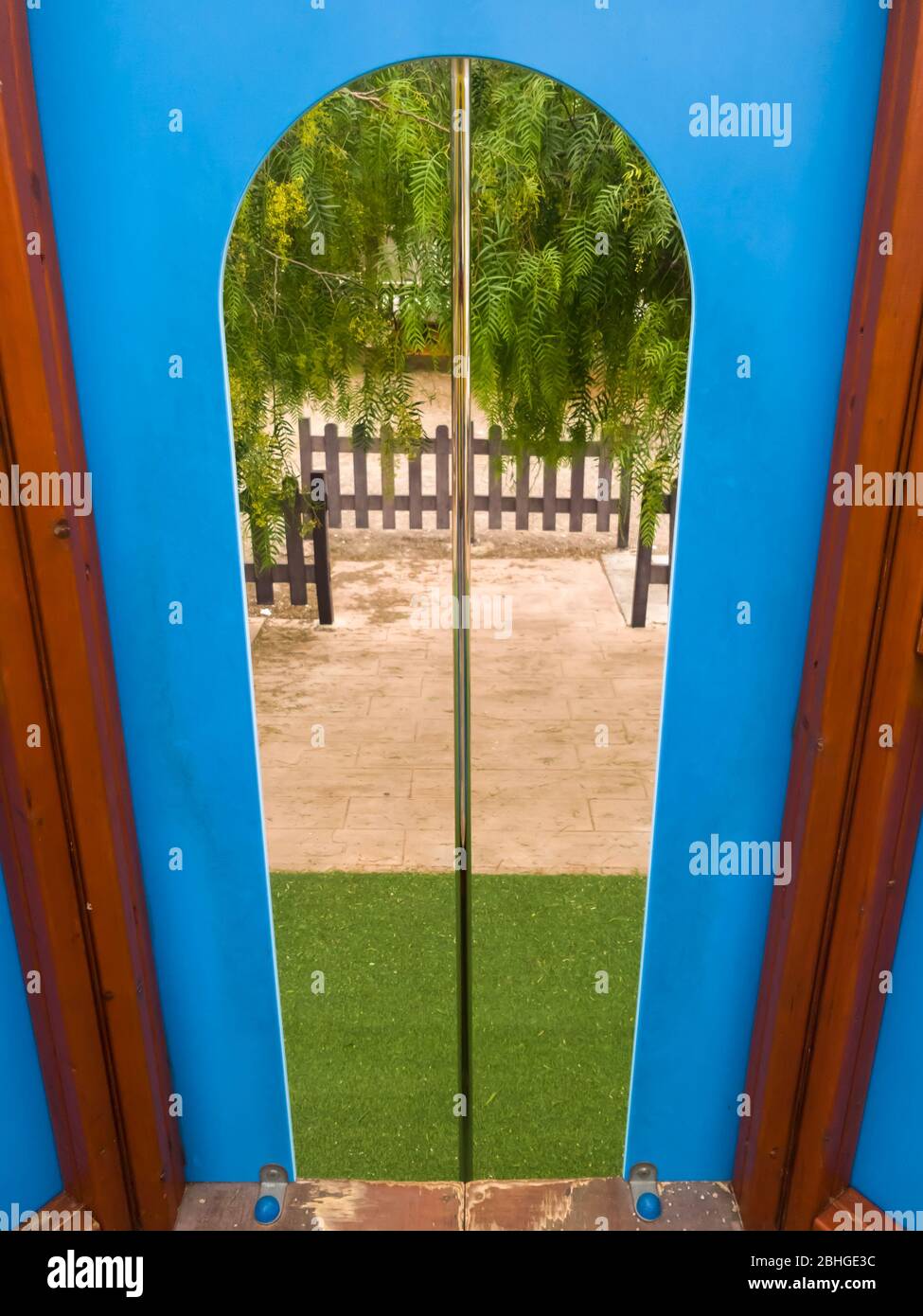 An empty playground in Spain in summer Stock Photo