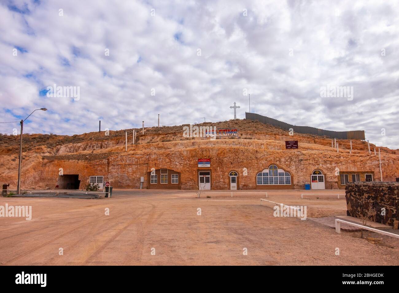 Coober Pedy, South Australia, Australia. Coober Pedy is a town in northern South Australia, 846 km (526 mi) north of Adelaide on the Stuart Highway. I Stock Photo