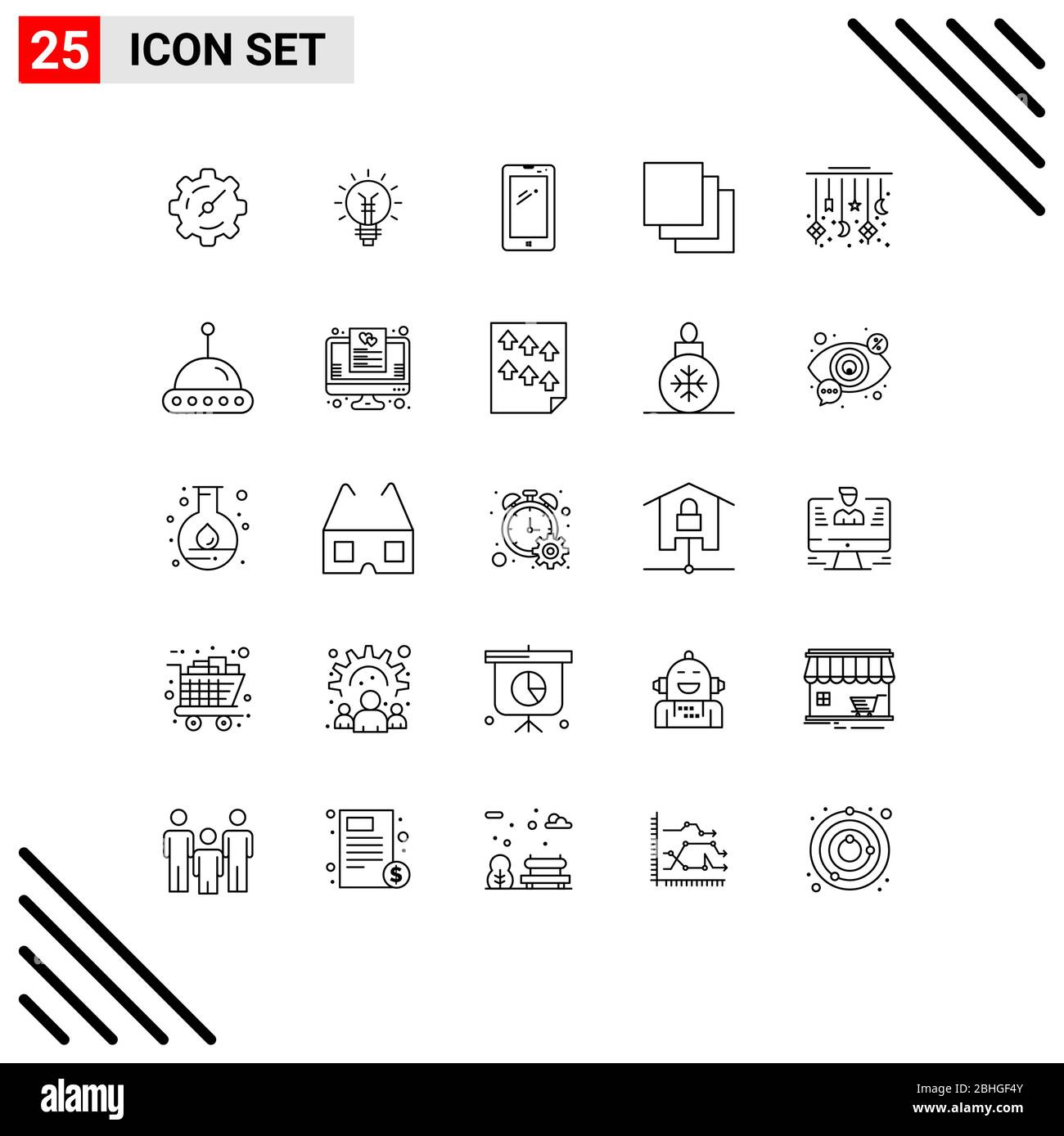25 creative icons modern signs and symbols of eid group light