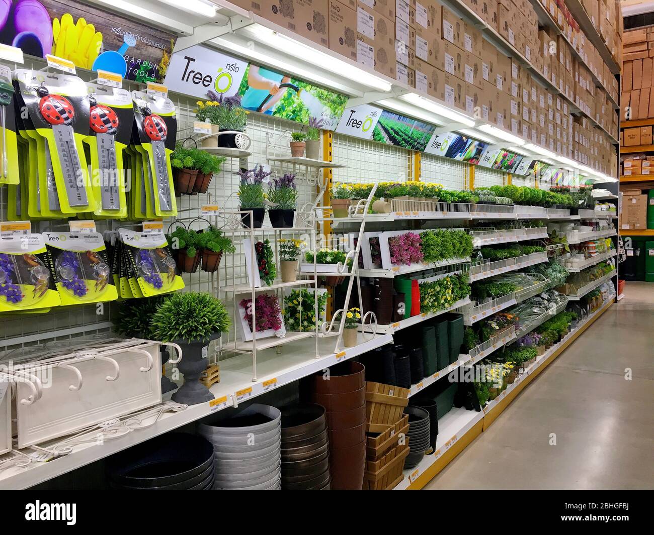 The Garden tools racks in Global House Hardware store in Thailand Pranburi, Thailand May 15