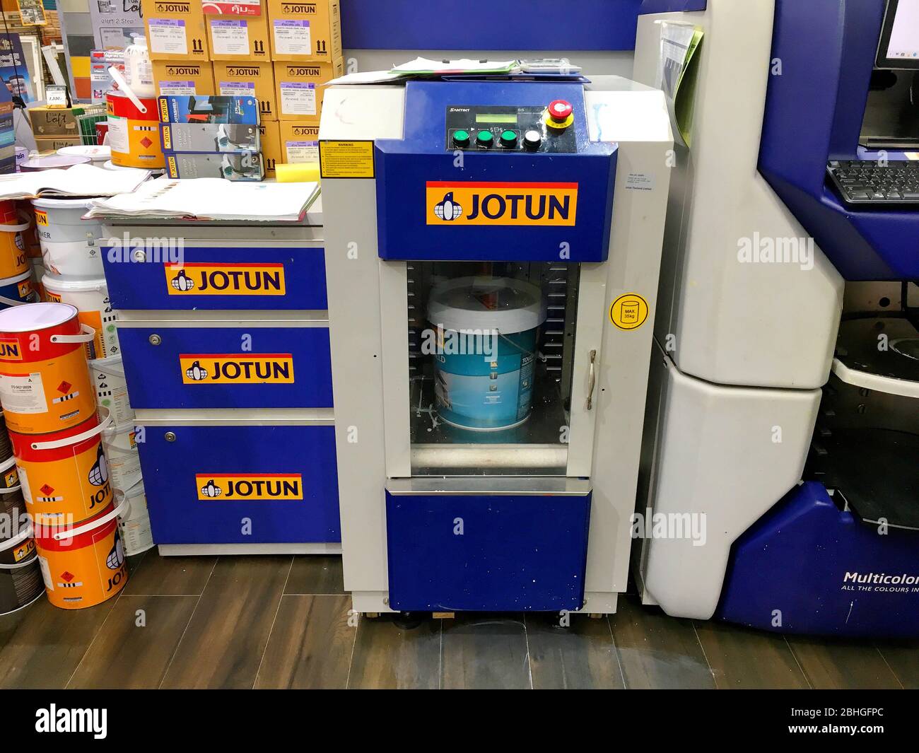 The photo of color mixing machine "Jotun" in Global House Hardware store in  Thailand with Pranburi, Thailand May 15, 2018 Stock Photo - Alamy