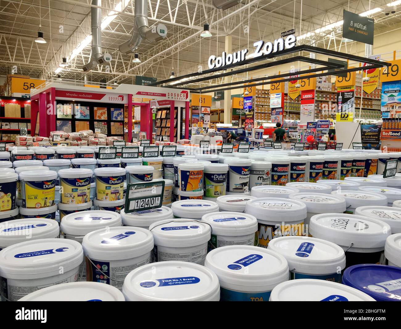 The Dulux color paints piled in Hardware store warehouse in Hua Hin,  Thailand April 28, 2018 Stock Photo - Alamy