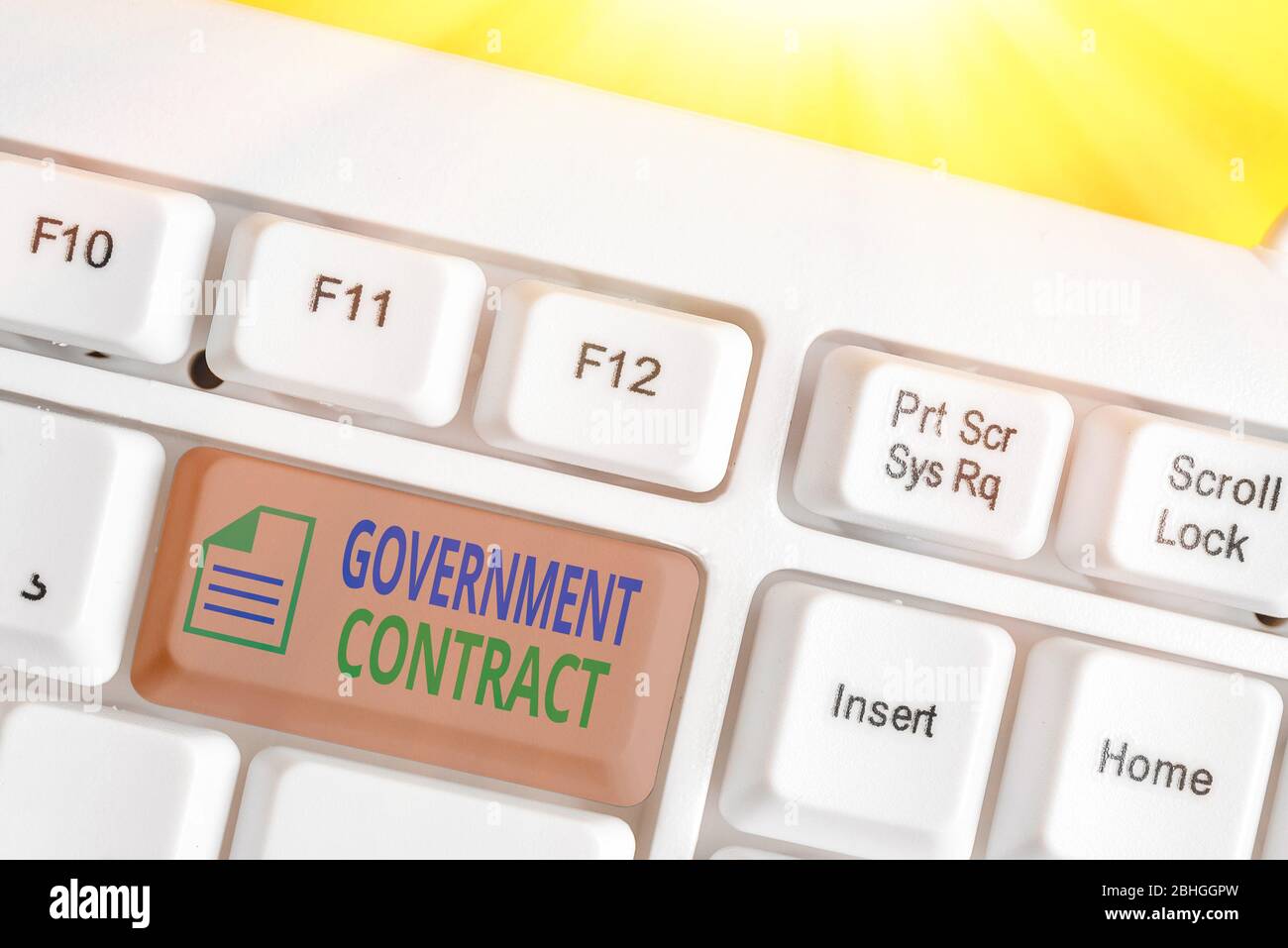 Writing note showing Government Contract. Business concept for ...