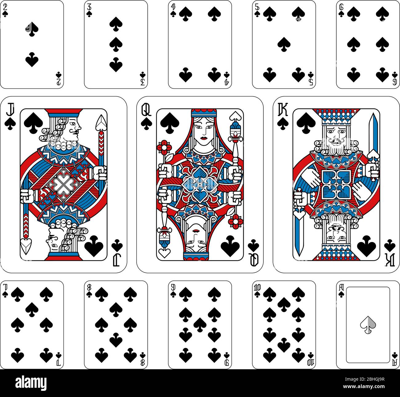 Playing Cards Spades Red Blue and Black Stock Vector Image & Art Alamy