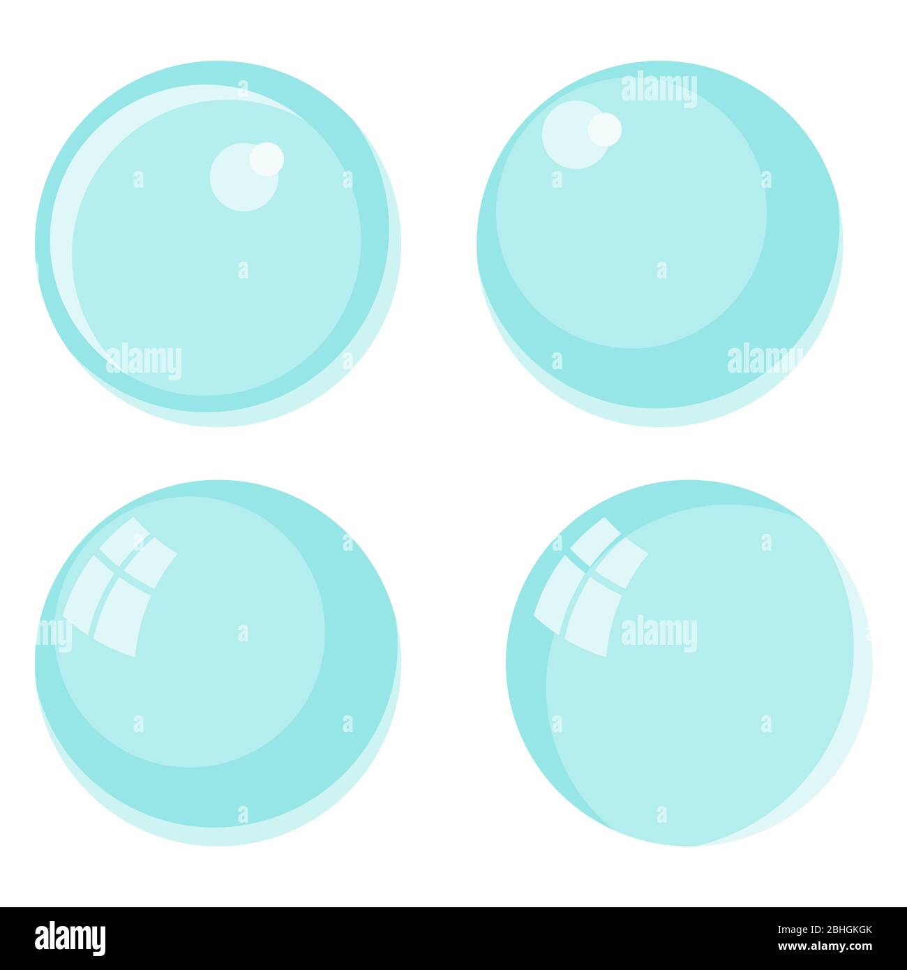 Flat vector Flying bubbles of soap suds. Underwater gas flow in water. Stock Vector