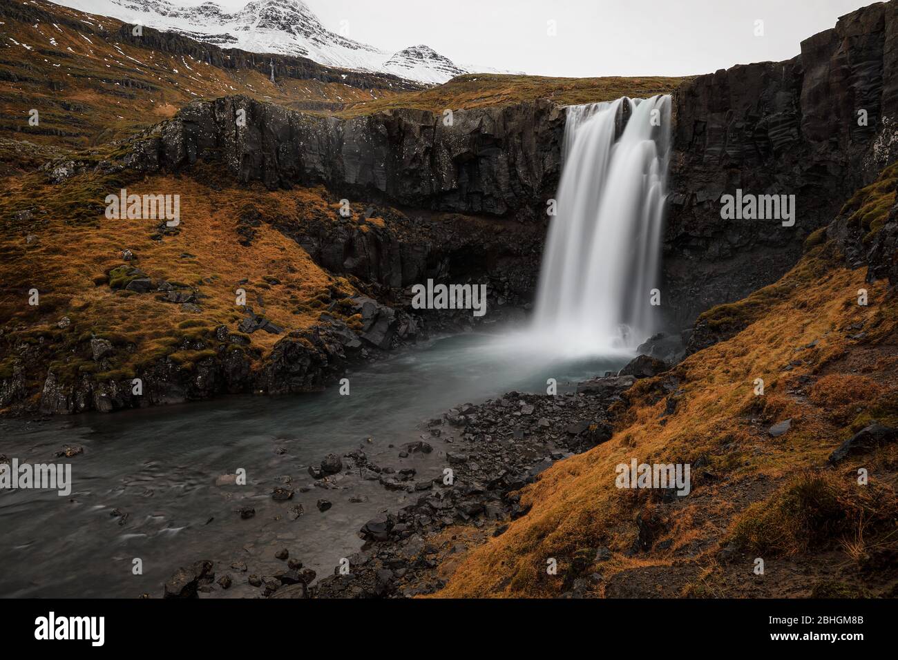 Gufufoss, beautiful waterfall in seydisfjordur, in Iceland Stock Photo