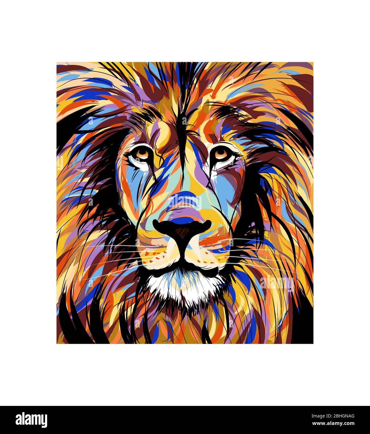 Colorful portrait of a lion - vector illustration (Ideal for printing on  fabric or paper, poster or wallpaper, house decoration Stock Vector Image &  Art - Alamy