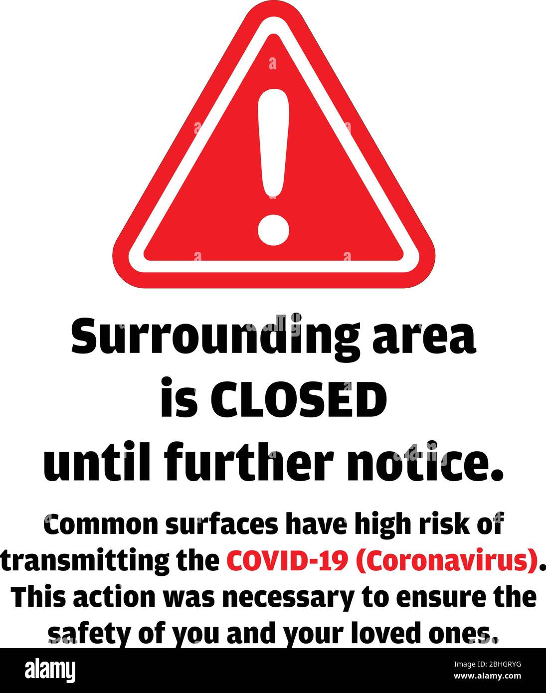 Attention Sign Indicating Closure Due To COVID-19 Restrictions Vector ...