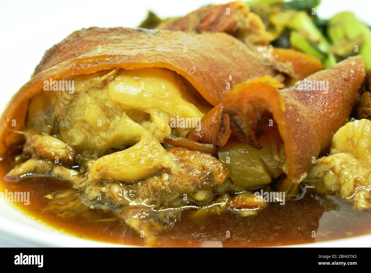 boiled slice pork leg with pickled cabbage and Chinese kale in black