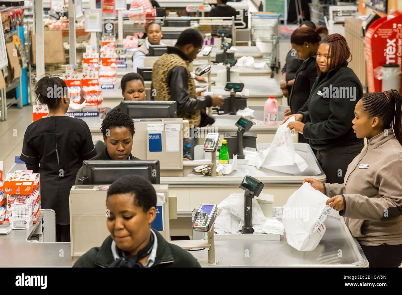 Johannesburg, South Africa February 22, 2017 African cashiers at