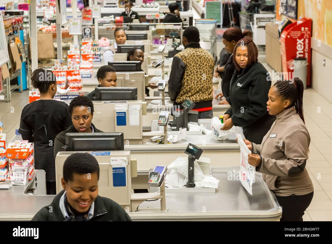 Johannesburg, South Africa February 22, 2017 African cashiers at