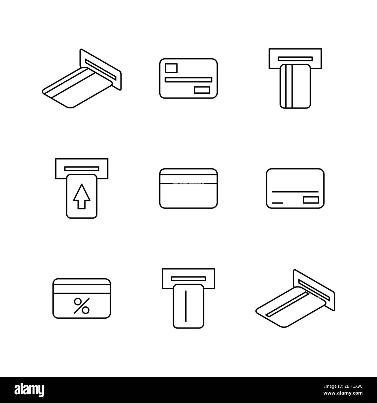 Finance and shopping icons set of thin lines, vector illustration Stock ...