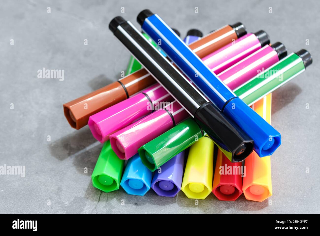 colored markers isolated on the white background Stock Photo