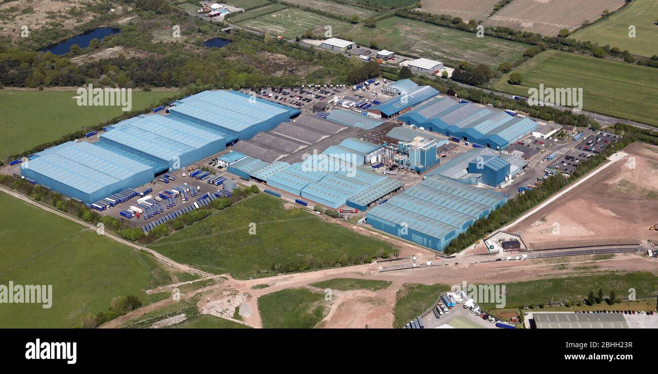aerial view of industrial units on the site of the former RAF Calverley Mill Stock Photo
