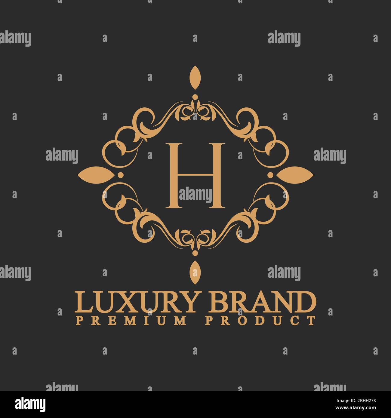 Luxury Logo with ornament and Flourish design for VIP brand, Fashion, Hotel, Real Estate and Premium brand identity. Stock Vector