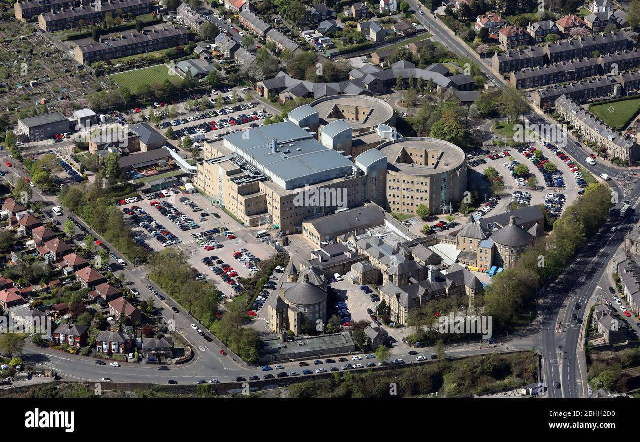 aerial view of Calderdale Royal Hospital, Halifax Stock Photo