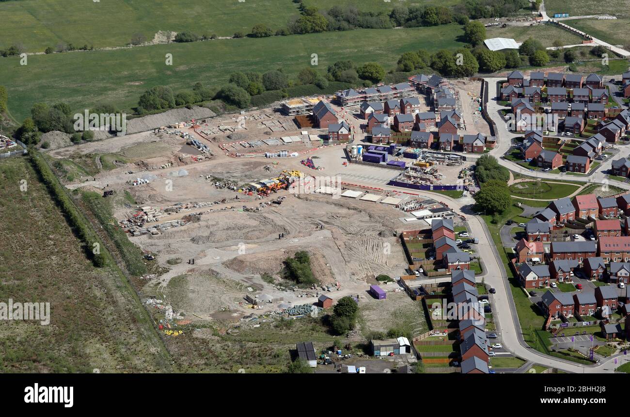 aerial view of houses under construction at Golborne near Warrington