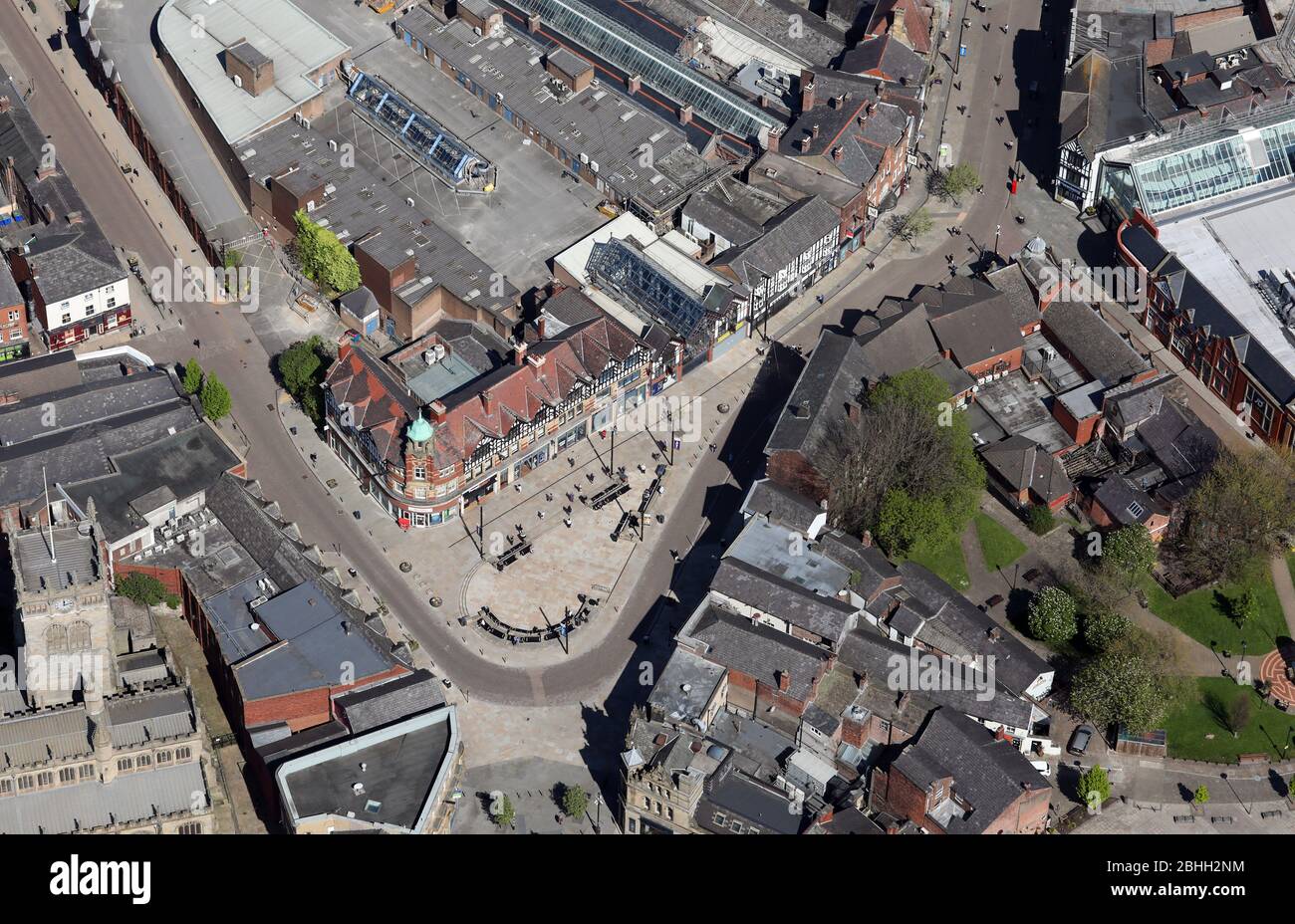 aerial view of the Market Place, Wigan Stock Photo