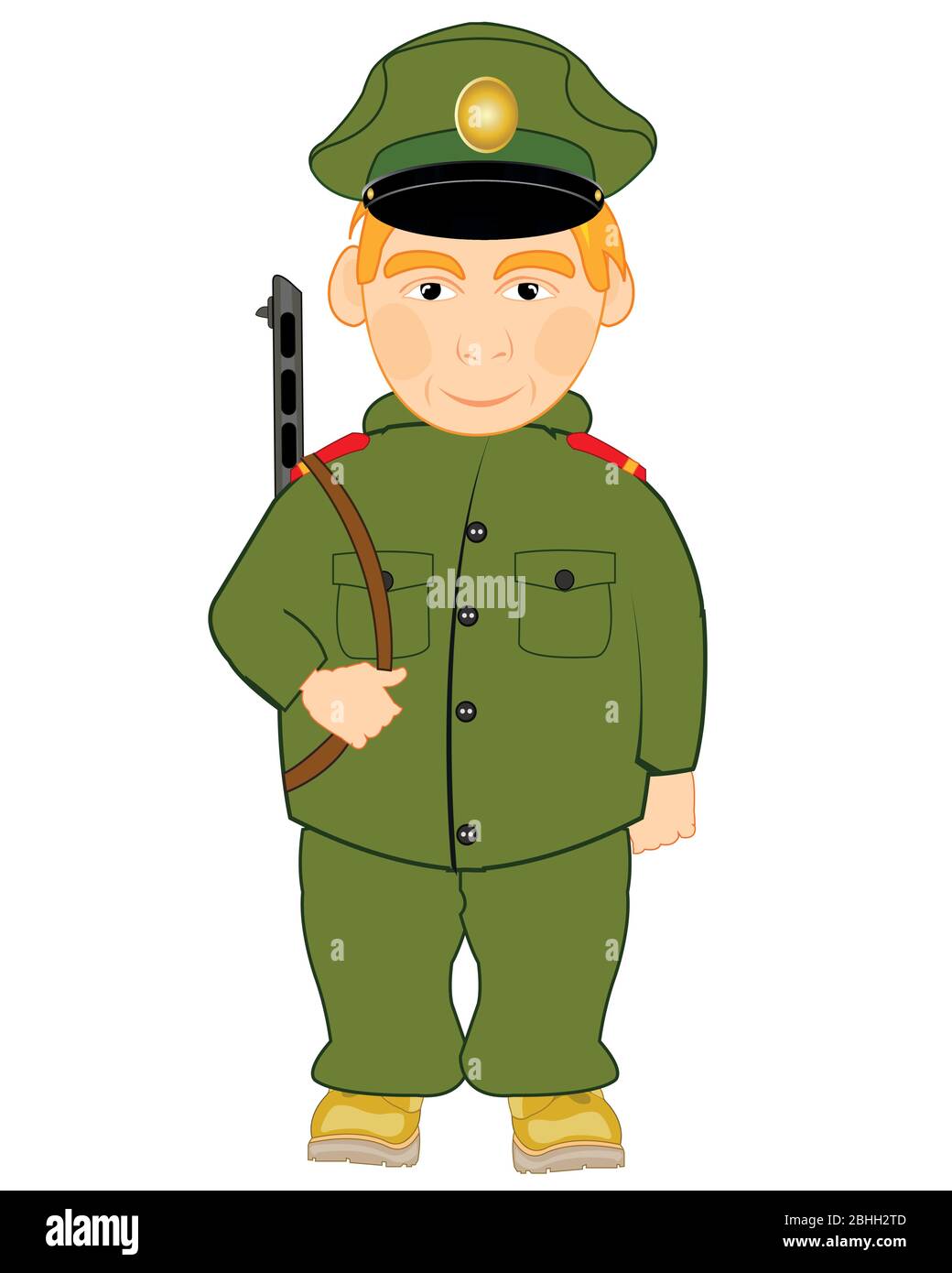 Vector illustration of the soldier with automaton Stock Vector