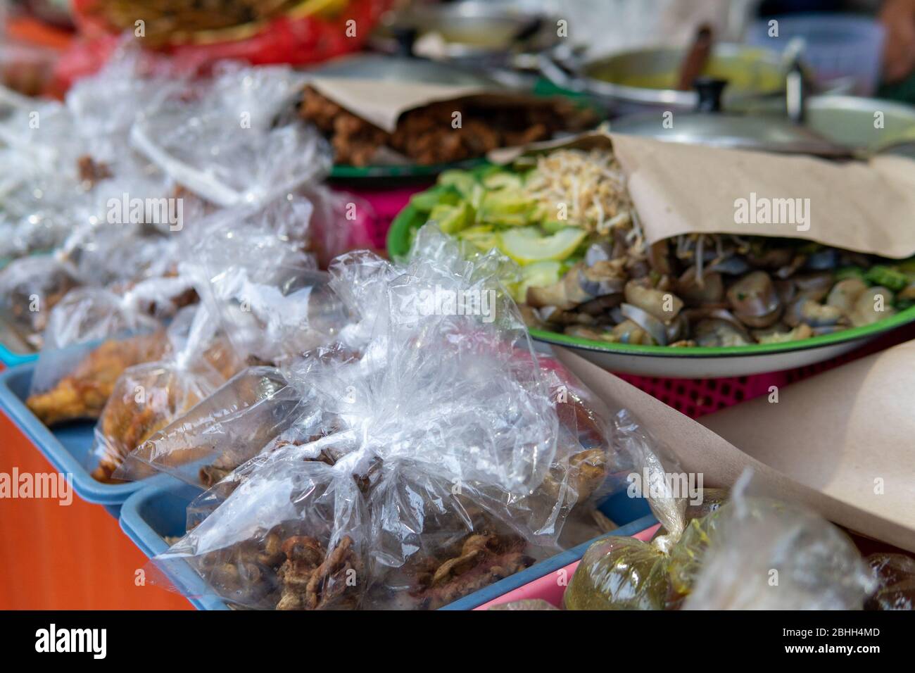 Streetside vendor selling make your own dinner in northern bali stock
