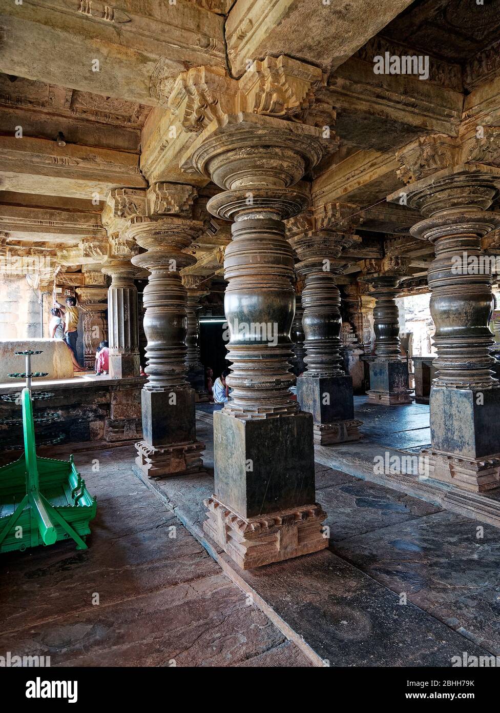 Massive latheturned circular pillars of Kaitabheshvara Temple Stock