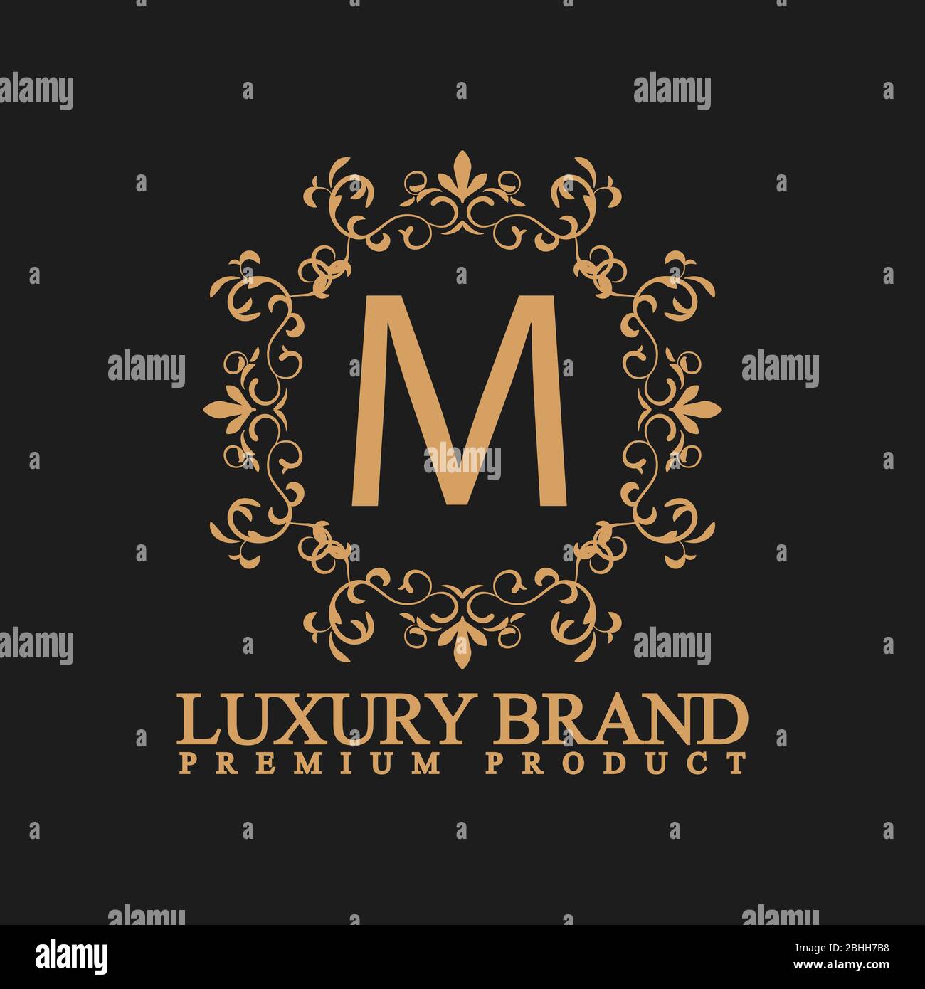 Luxury Logo with ornament and Flourish design for VIP brand, Fashion, Hotel, Real Estate and Premium brand identity. Stock Vector