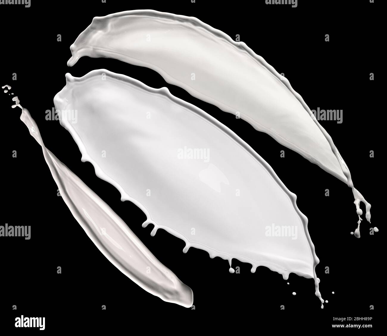 splendid white paint splash isolated on black background Stock Photo
