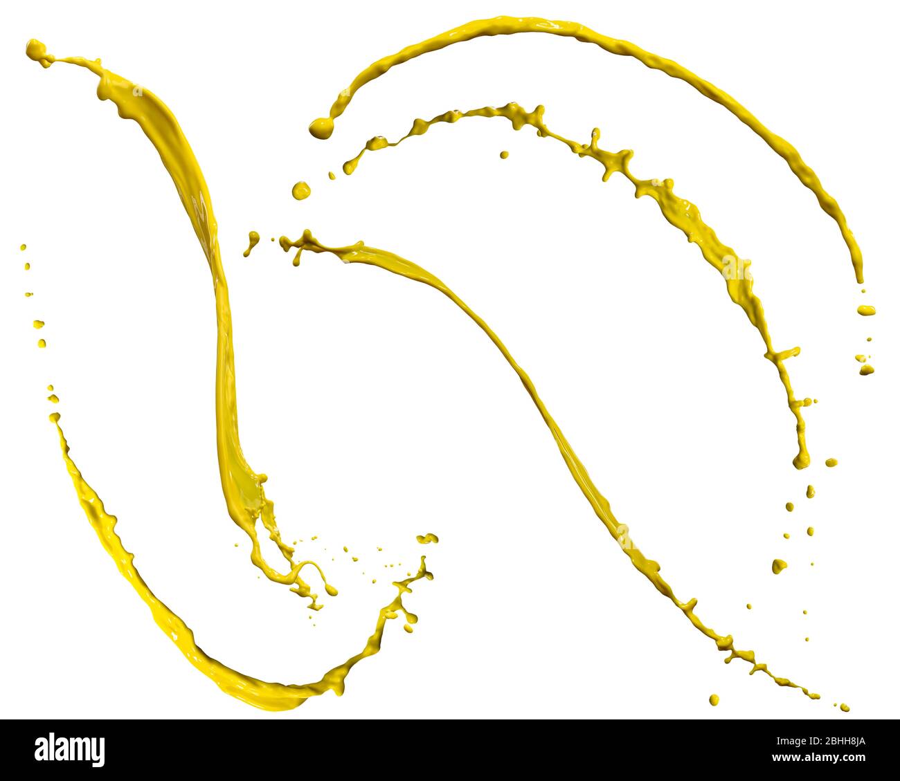 splendid yellow paint splash isolated on white background Stock Photo