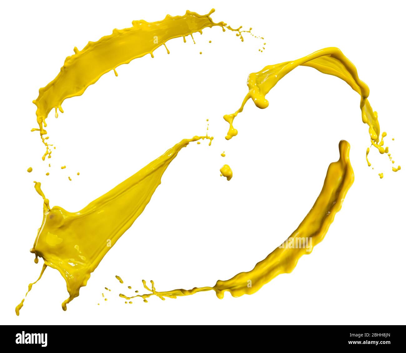 splendid yellow paint splash isolated on white background Stock Photo