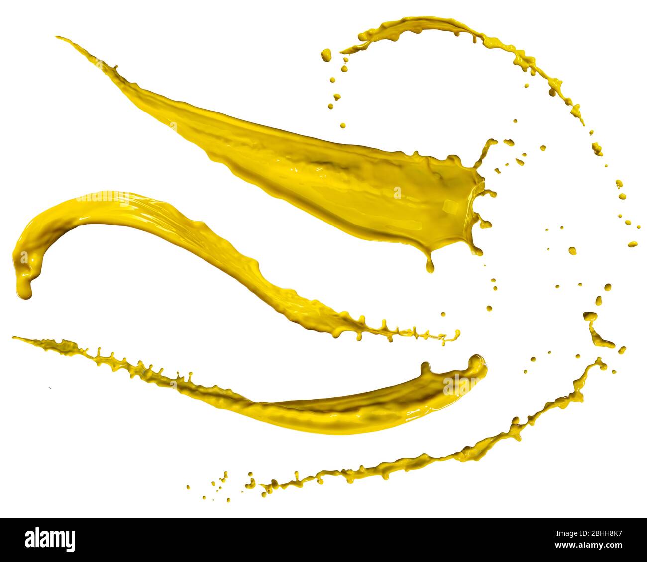 splendid yellow paint splash isolated on white background Stock Photo