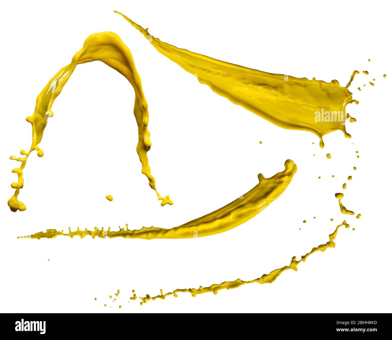 splendid yellow paint splash isolated on white background Stock Photo