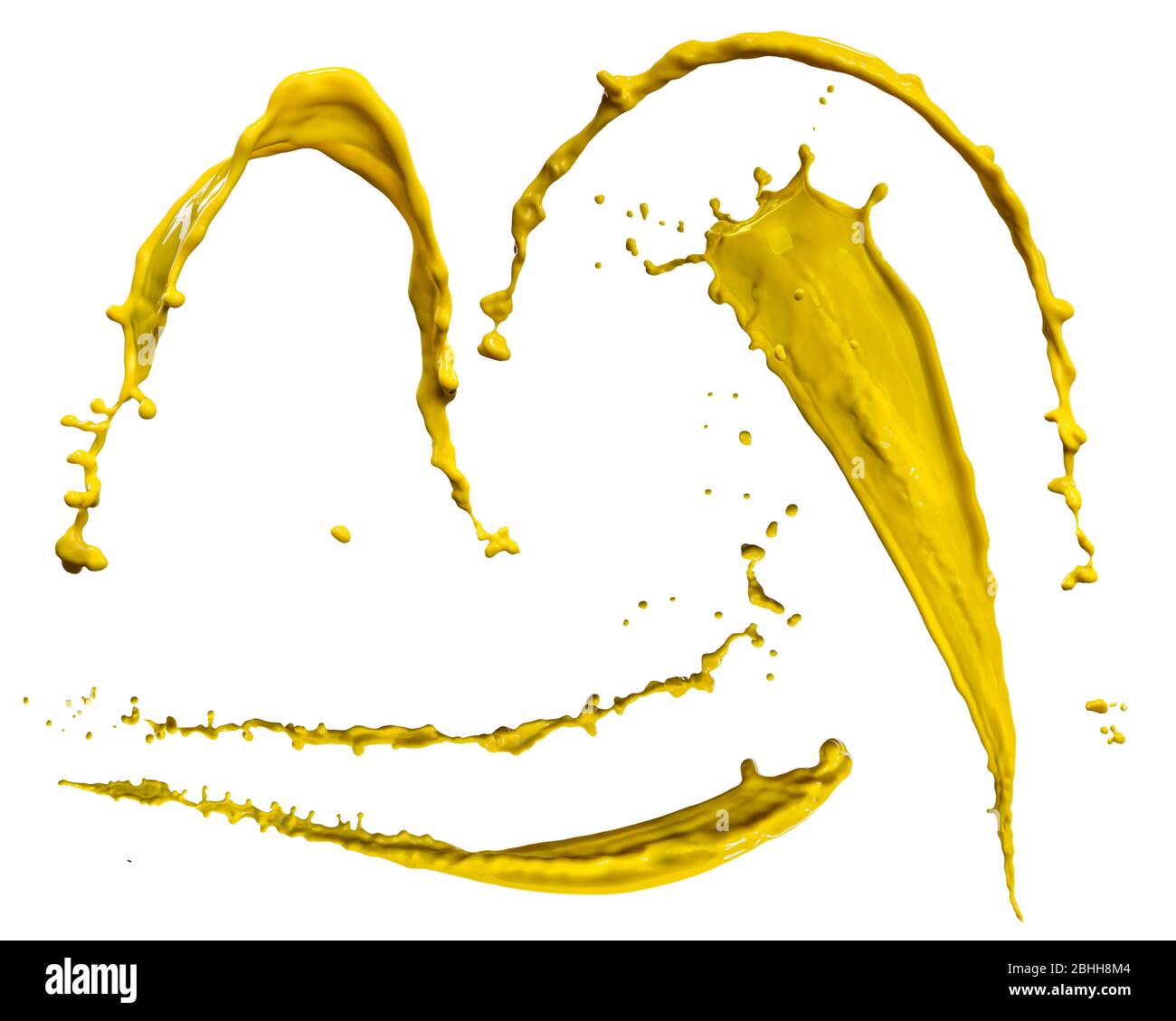 splendid yellow paint splash isolated on white background Stock Photo