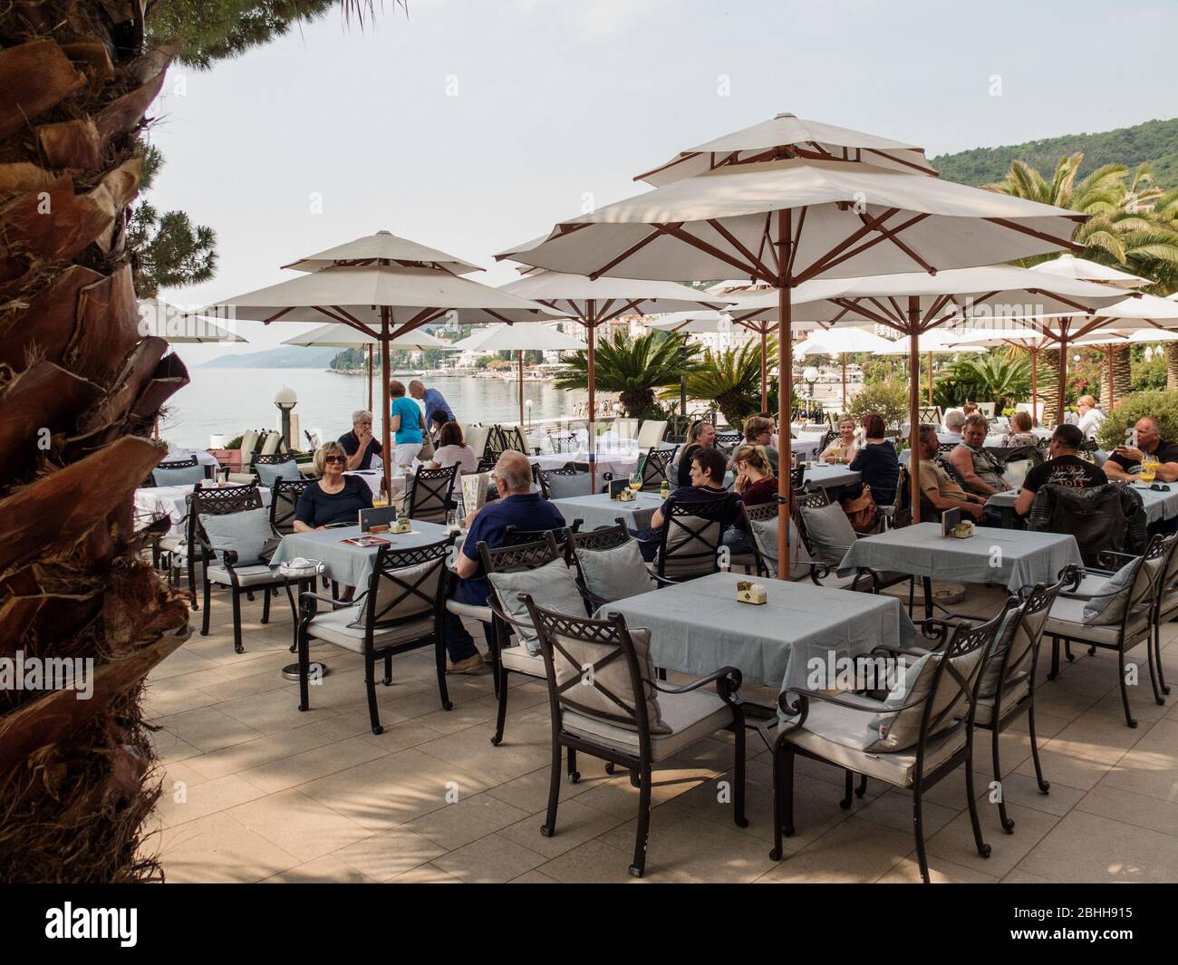 Hotel Milenij’s café Wagner is located in the center of Opatija by the sea Stock Photo