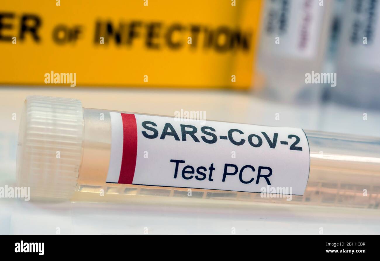 Vial pcr of SarsCov2 coronavirus, conceptual image Stock Photo