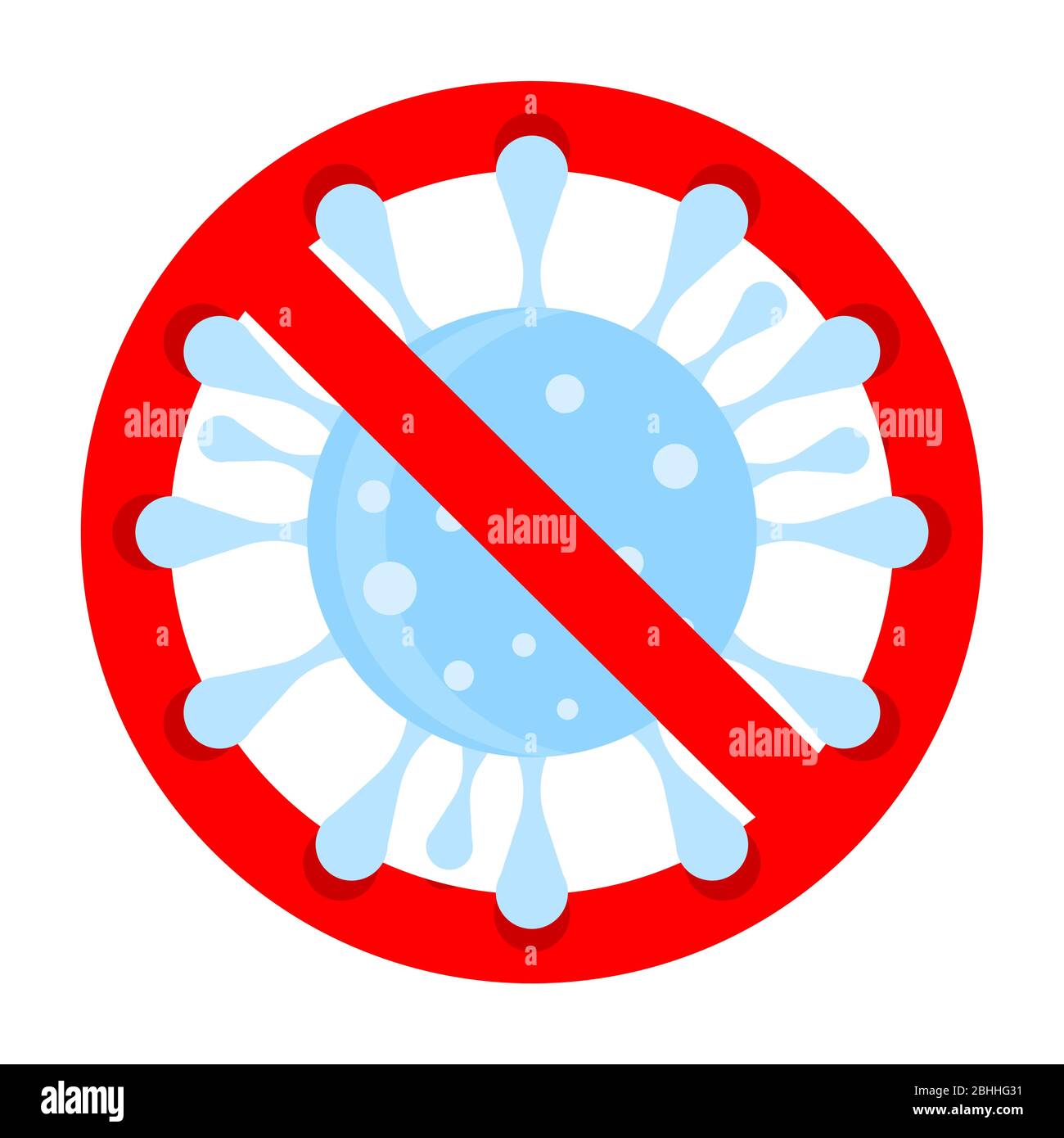 Prohibition and protect influenza, ban covid-19, no 2019-ncov, corona-virus outbreak banned, forbid and prohibited microbe, vector illustration Stock Vector