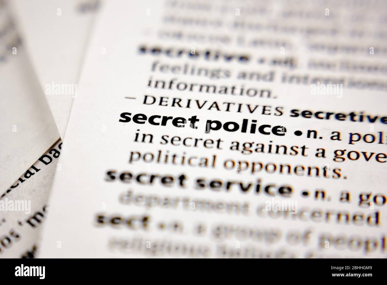 Word or phrase secret police in a dictionary Stock Photo - Alamy