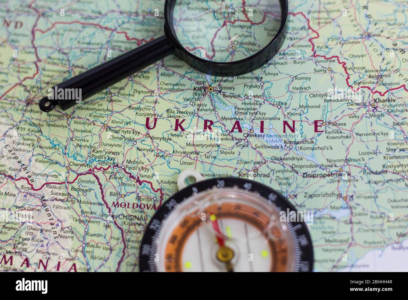 Ukraine on the map of the world or atlas Stock Photo - Alamy