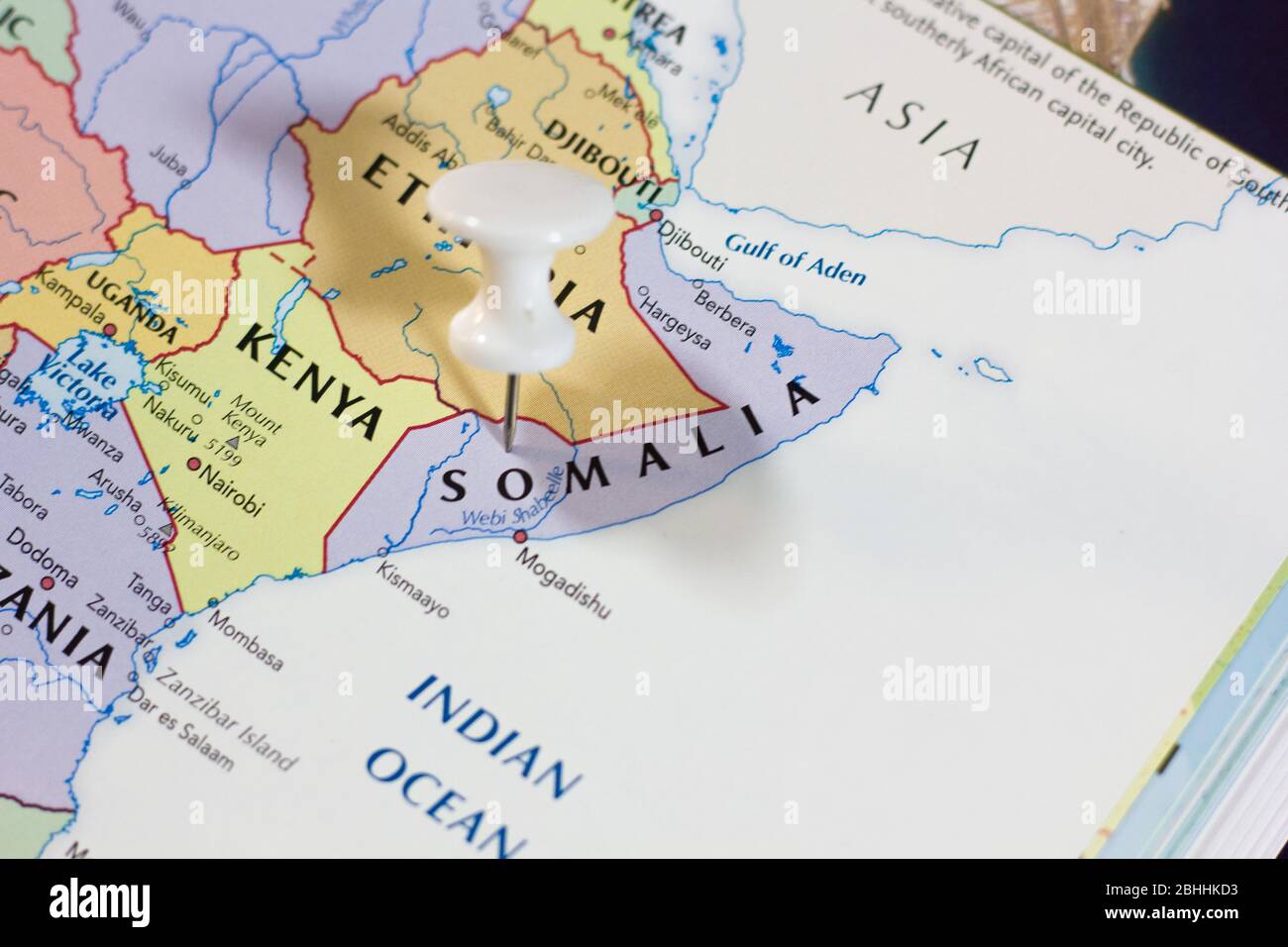 Somalia On The Map Of The World Or Atlas Stock Photo Alamy Somalia On The Map Of The World Or Atlas 2BHHKD3