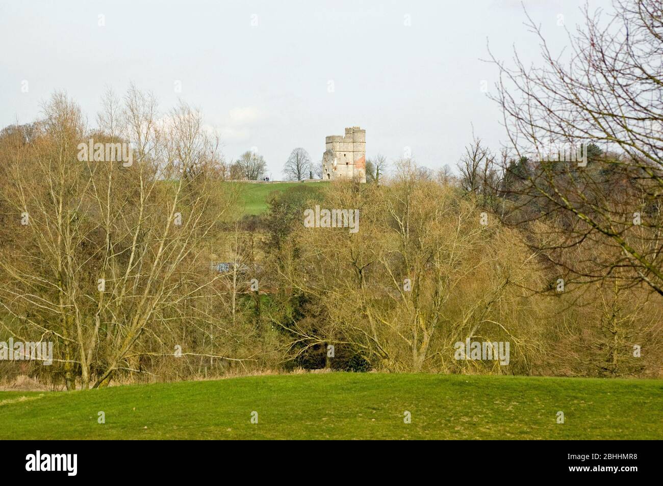 View of the ruins of the medieval Donnington Castle, Newbury, Berkshire. Stock Photo