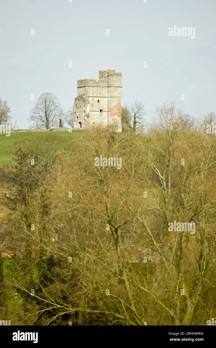 The remaining keep of the ruins of Donnington Castle in Newbury, Berkshire. Stock Photo