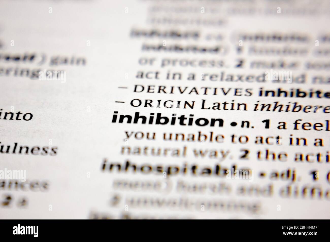 Word or phrase inhibition in a dictionary. Stock Photo