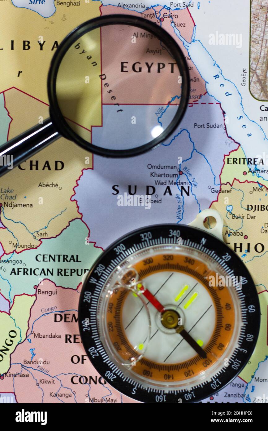 Sudan on the map of the world or atlas Stock Photo - Alamy