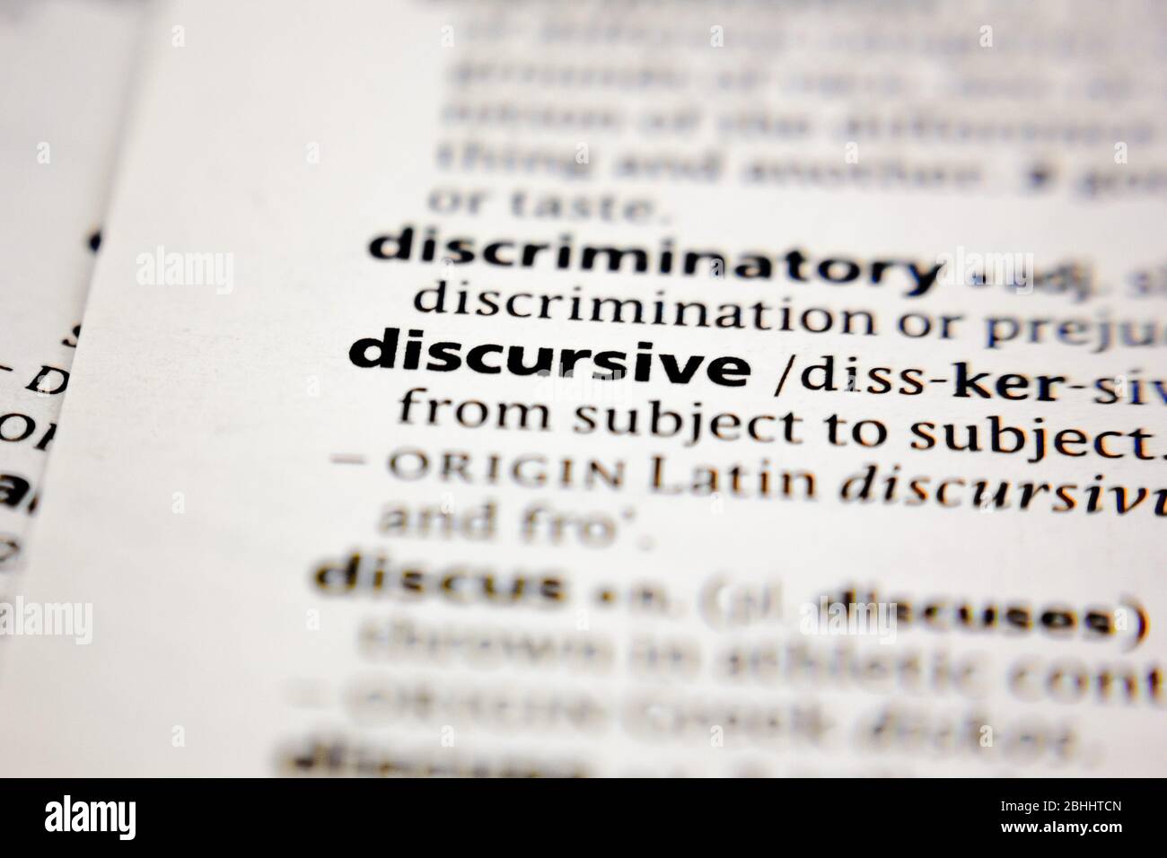 Word or phrase discursive in a dictionary Stock Photo - Alamy