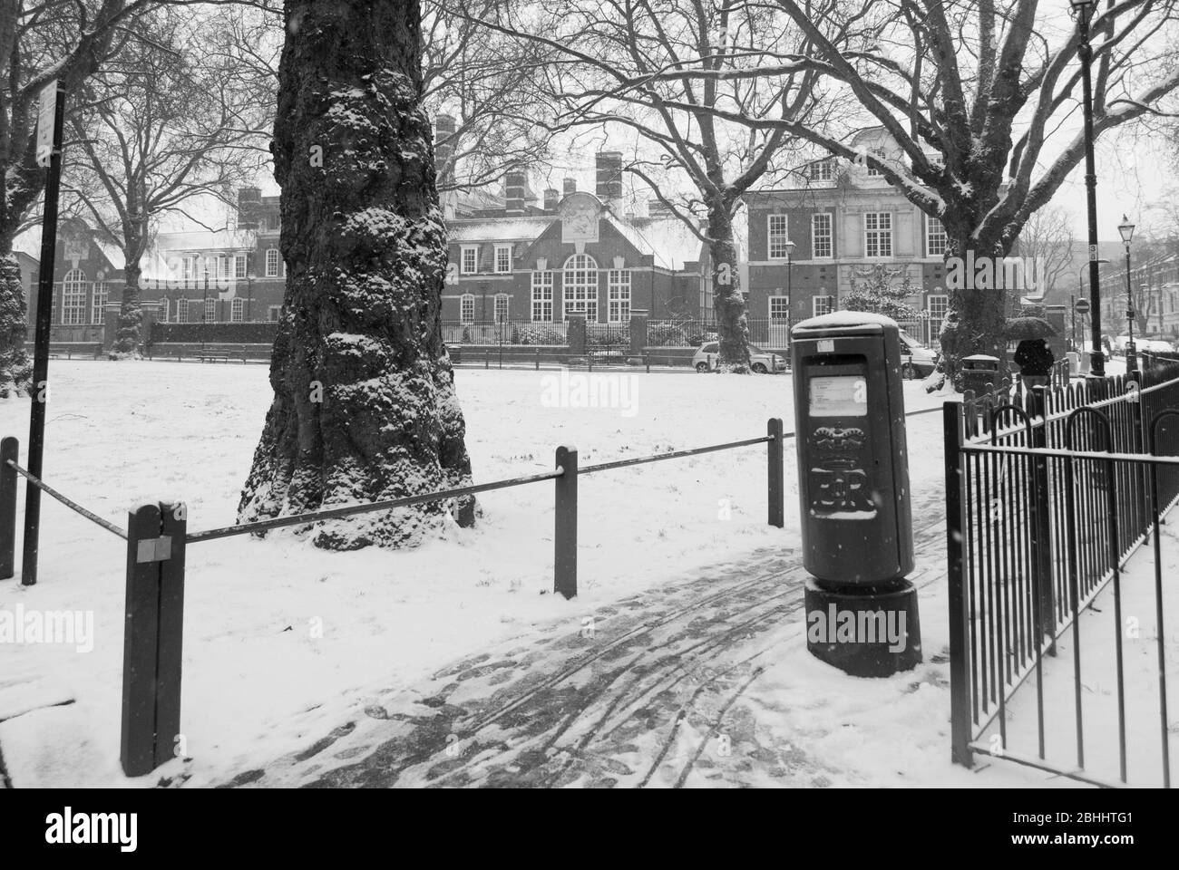 Snow in Brook Green, Hammersmith, London W6 Stock Photo