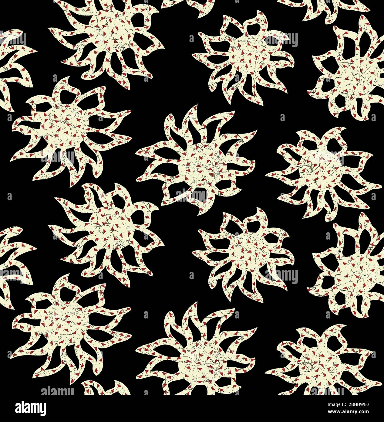 seamless abstract black and cream batik design Stock Photo
