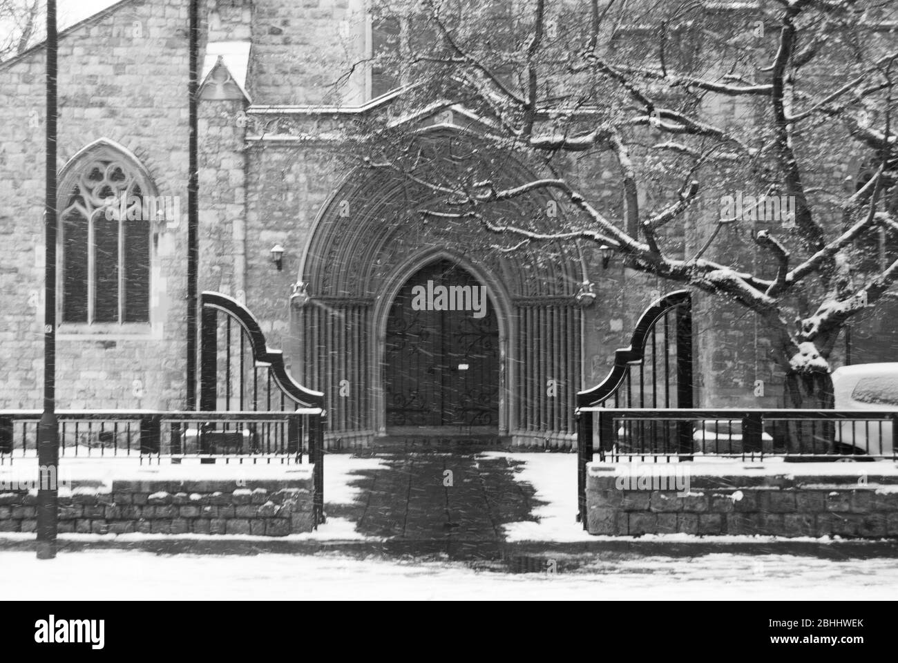 Snow Holy Trinity Church Entrance Front Gates Entrance Windows in Brook
