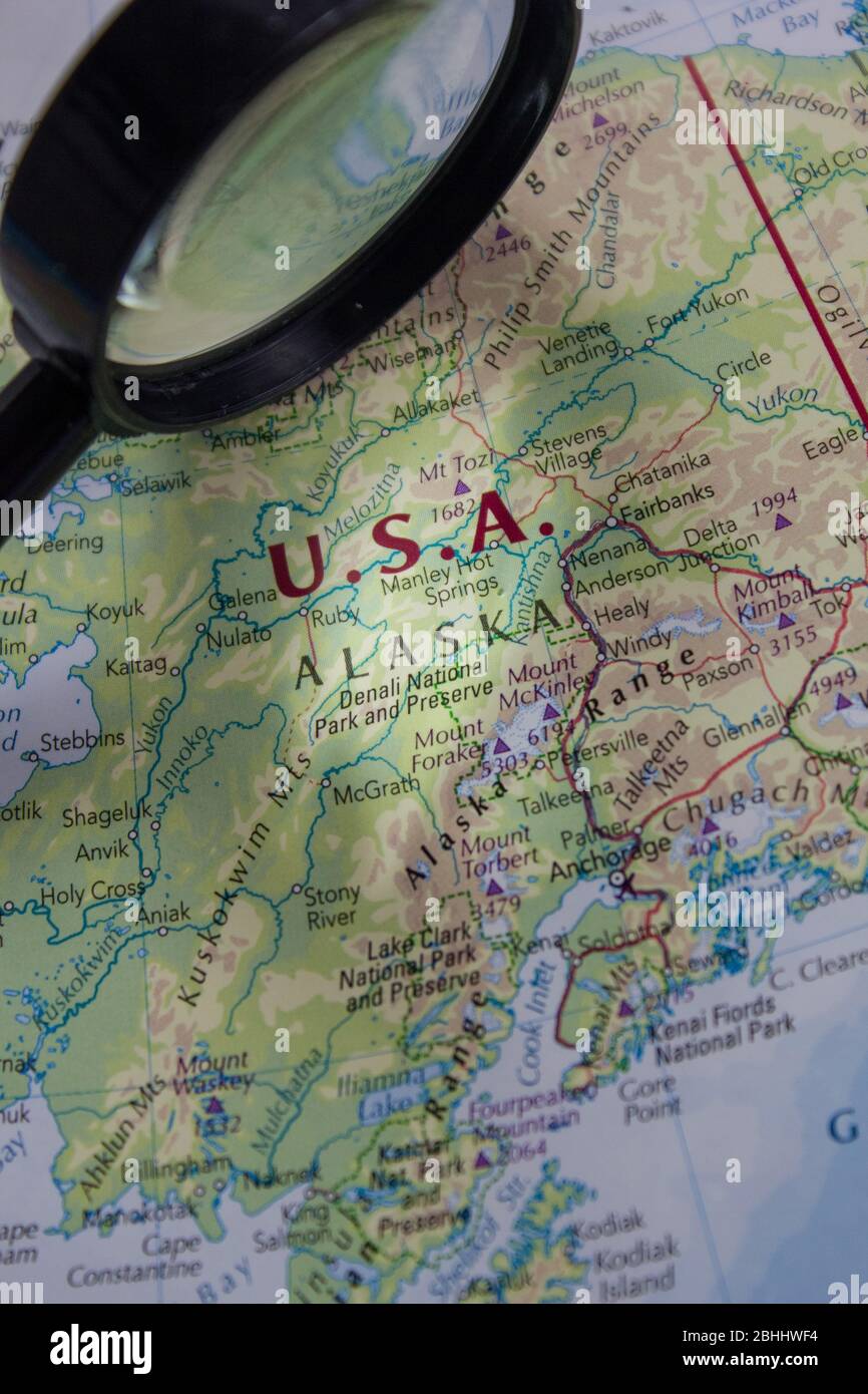 American State Alaska On The Map Of The World Or Atlas Stock Photo Alamy American State Alaska On The Map Of The World Or Atlas 2BHHWF4