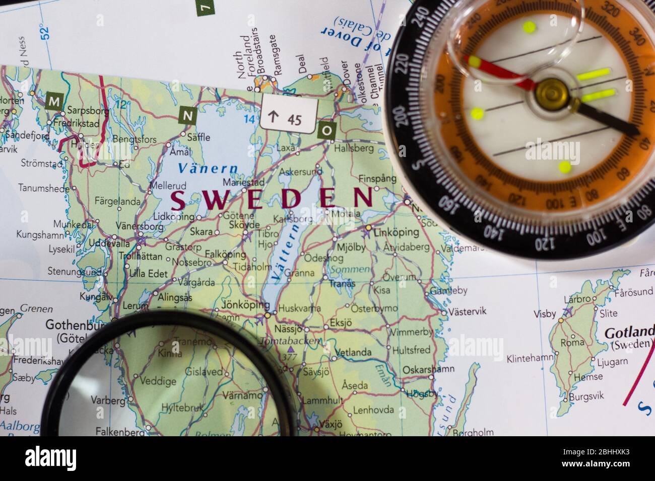 Sweden On The Map Of The World Or Atlas Stock Photo Alamy Sweden On The Map Of The World Or Atlas 2BHHXK3