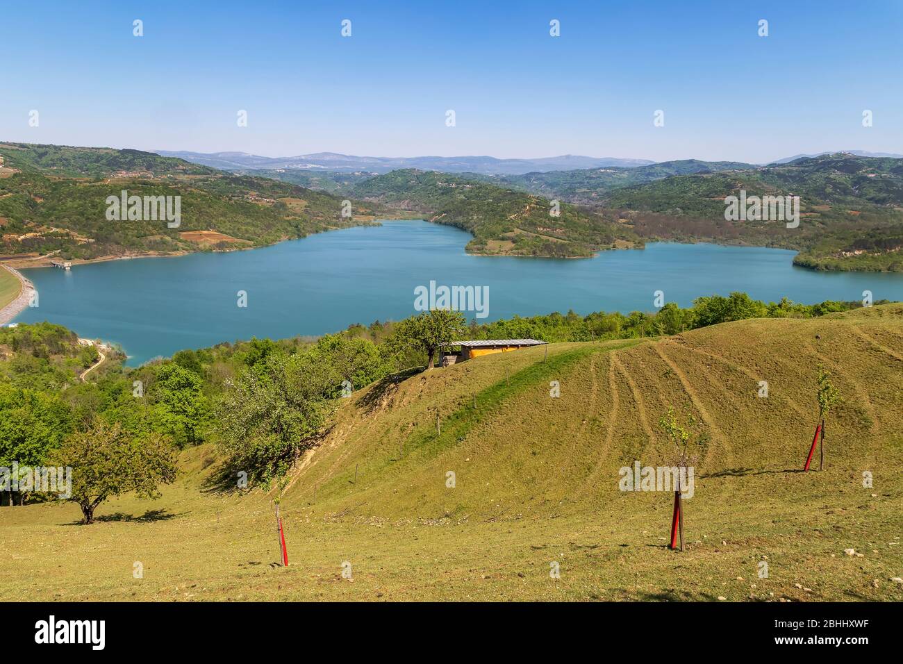 Lake Butoniga, natural drinking reservoir in Istria, Croatia Stock Photo