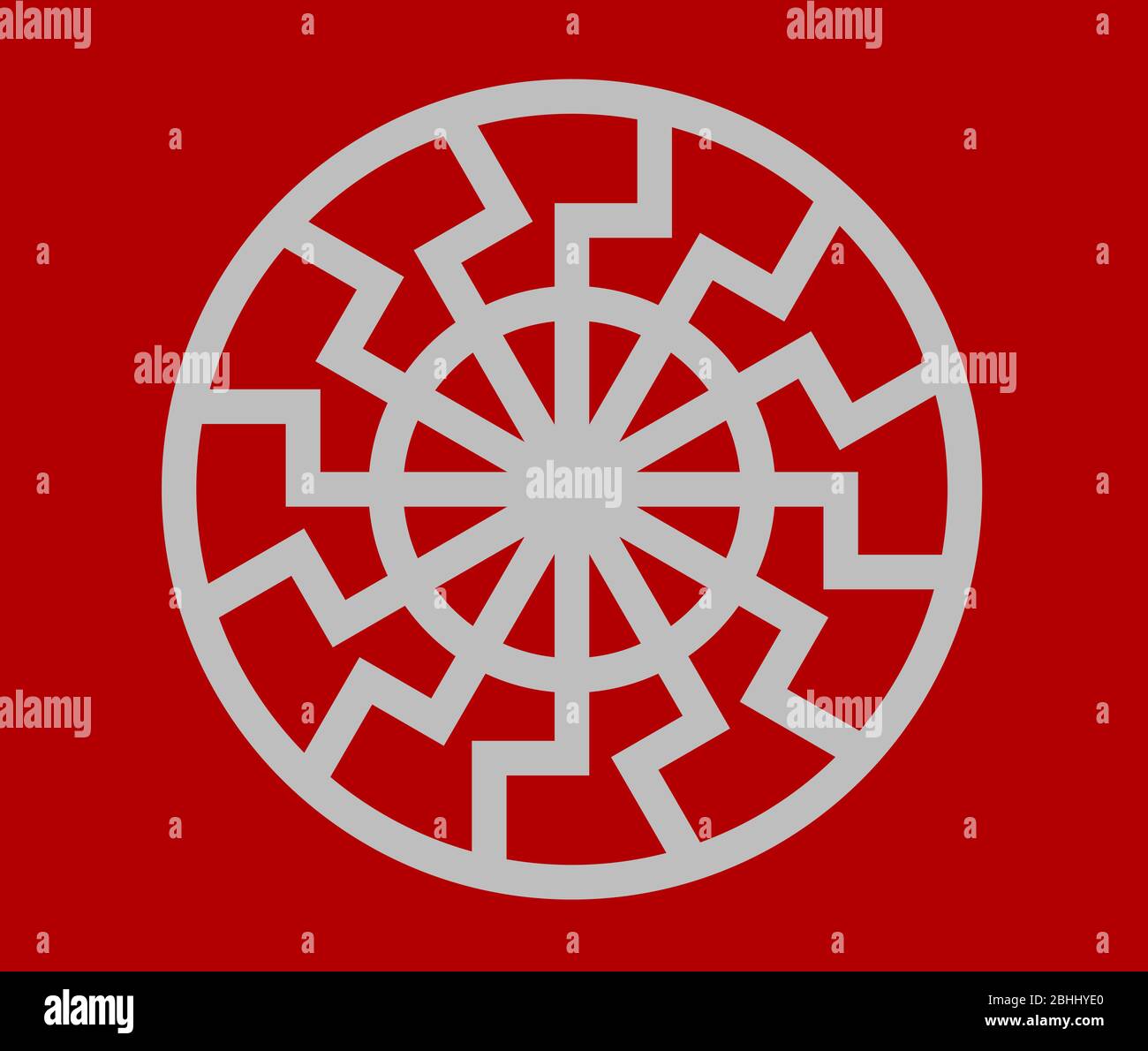 black sun wheel german occult ancient symbol Stock Photo